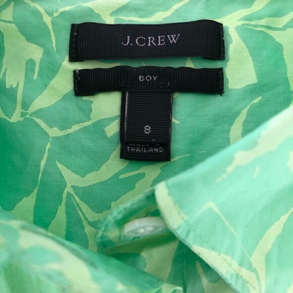 J. Crew Oxford button down shirt in green leaf print. - Picture 2 of 4